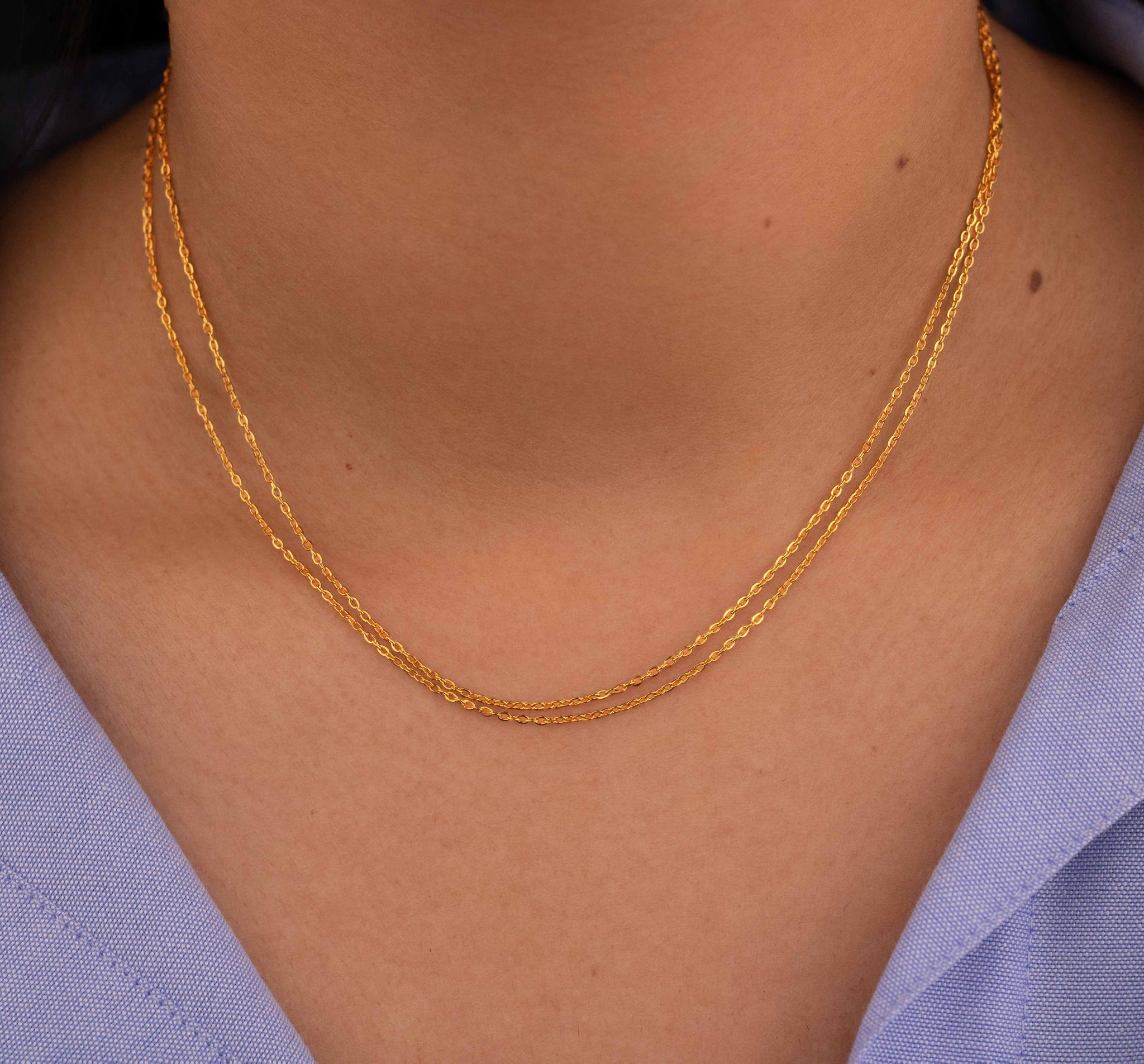 Kaia │ Double Chain Dainty Necklace - Bee & Berry