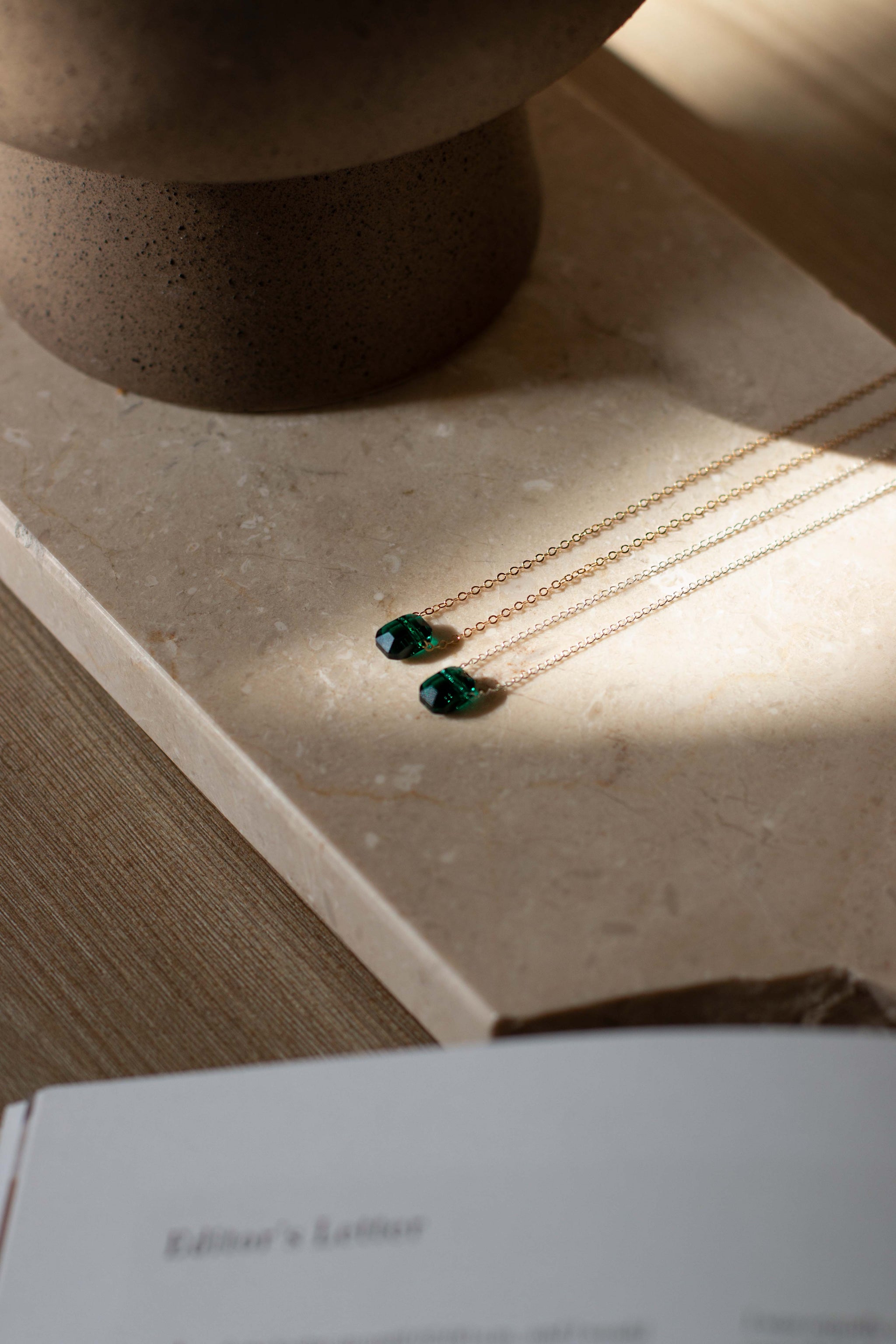 Hara │ Green Emerald Cut Necklace - Bee & Berry