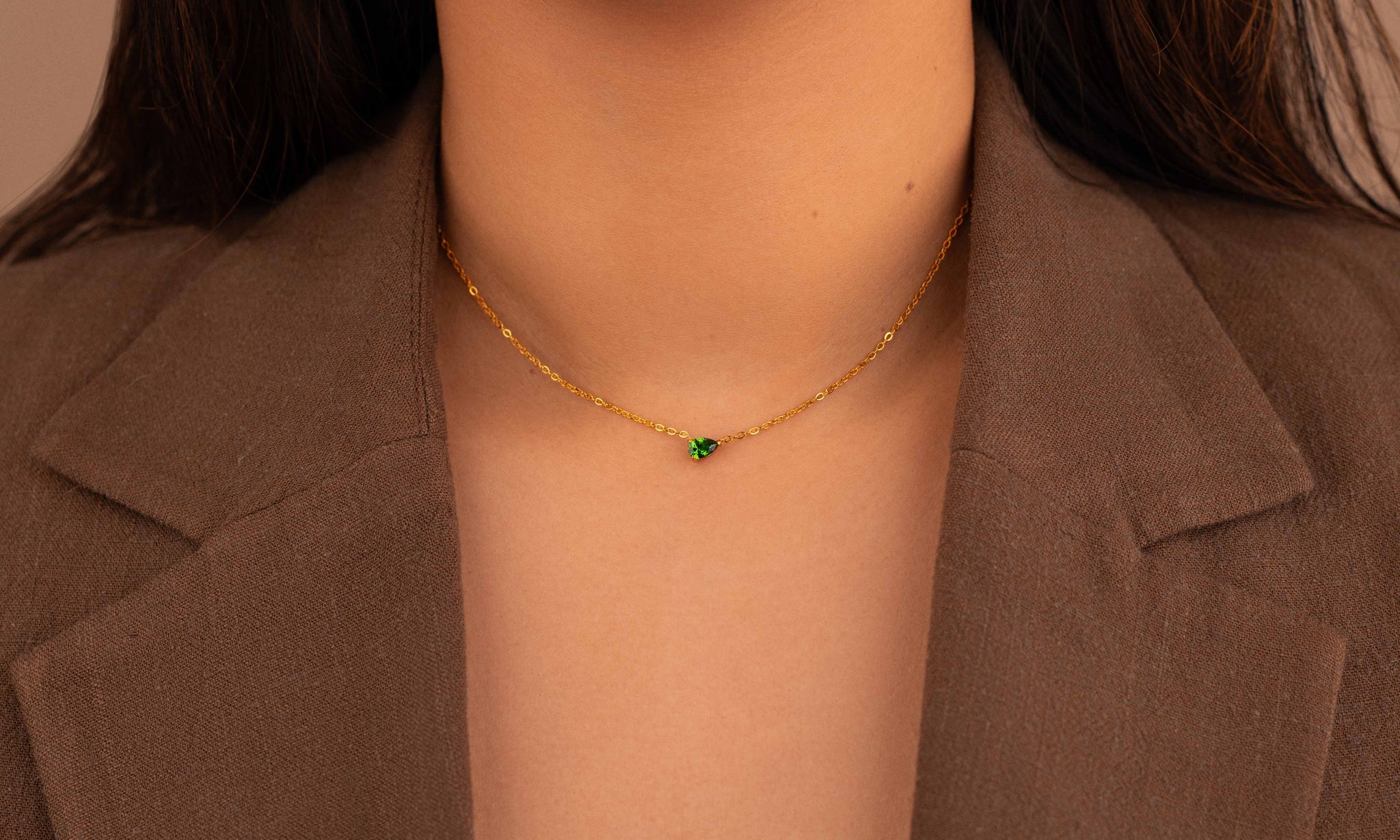 Cora┃Green Stone Necklace - Bee & Berry