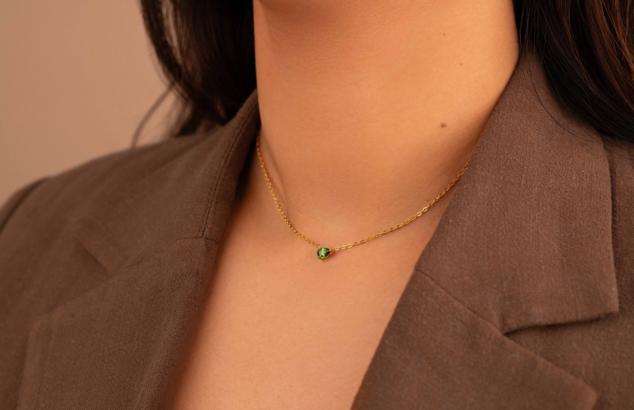 Cora┃Green Stone Necklace - Bee & Berry