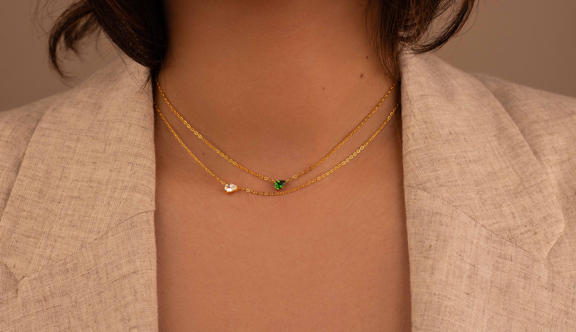 Cora┃Green Stone Necklace - Bee & Berry