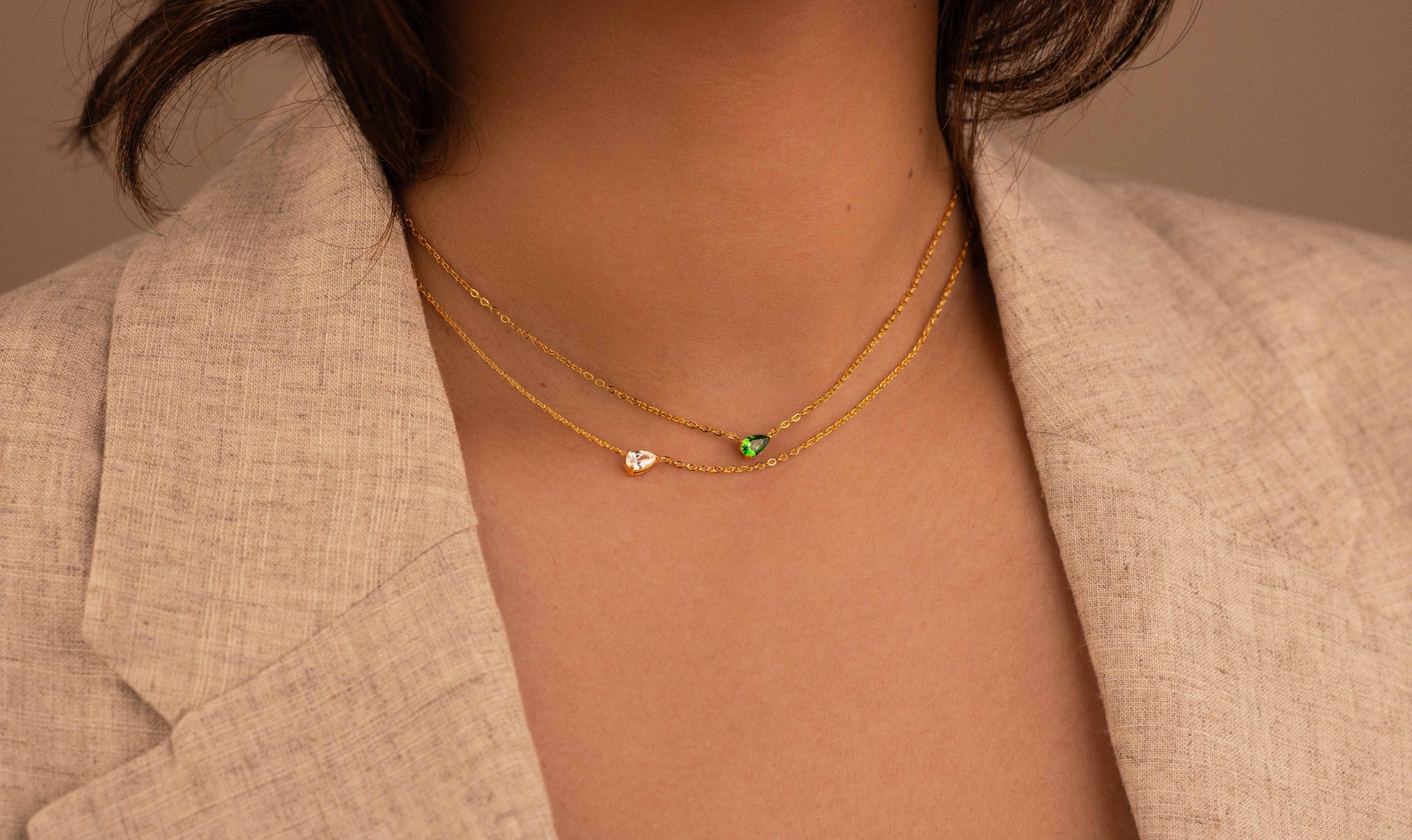 Cora┃Green Stone Necklace - Bee & Berry